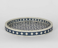 Anaahi Round Bone Inlay Tray Blue/White