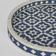 Anaahi Round Bone Inlay Tray Blue/White