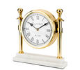 White Marble Round Column Clock on Gold Base