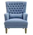Slate Blue Tufted Winged Armchair