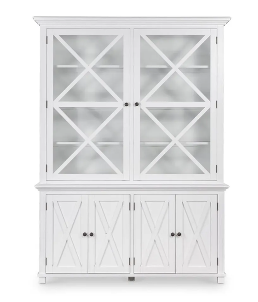 Sorrento Large Glass Door Hamptons Cabinet White
