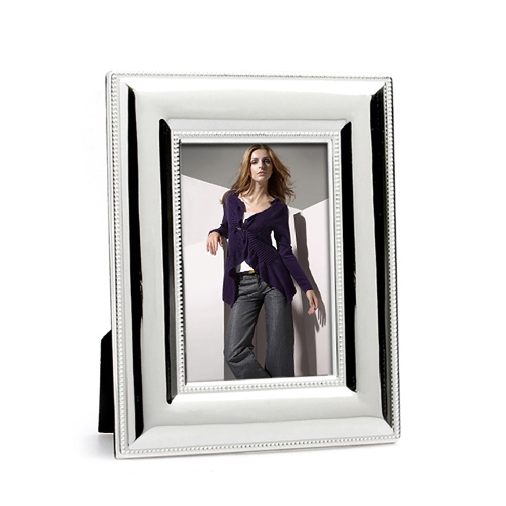 Wide Silver Plated Beaded Photo Frame 13cm x 18cm