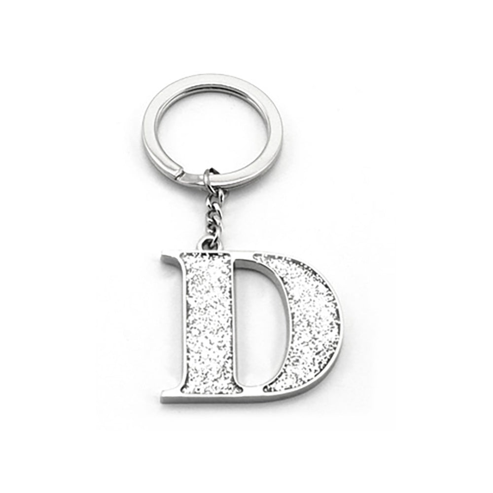 Faux Silver Glitter Keyring "D"