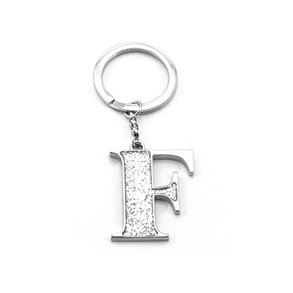 Faux Silver Glitter Keyring "F"