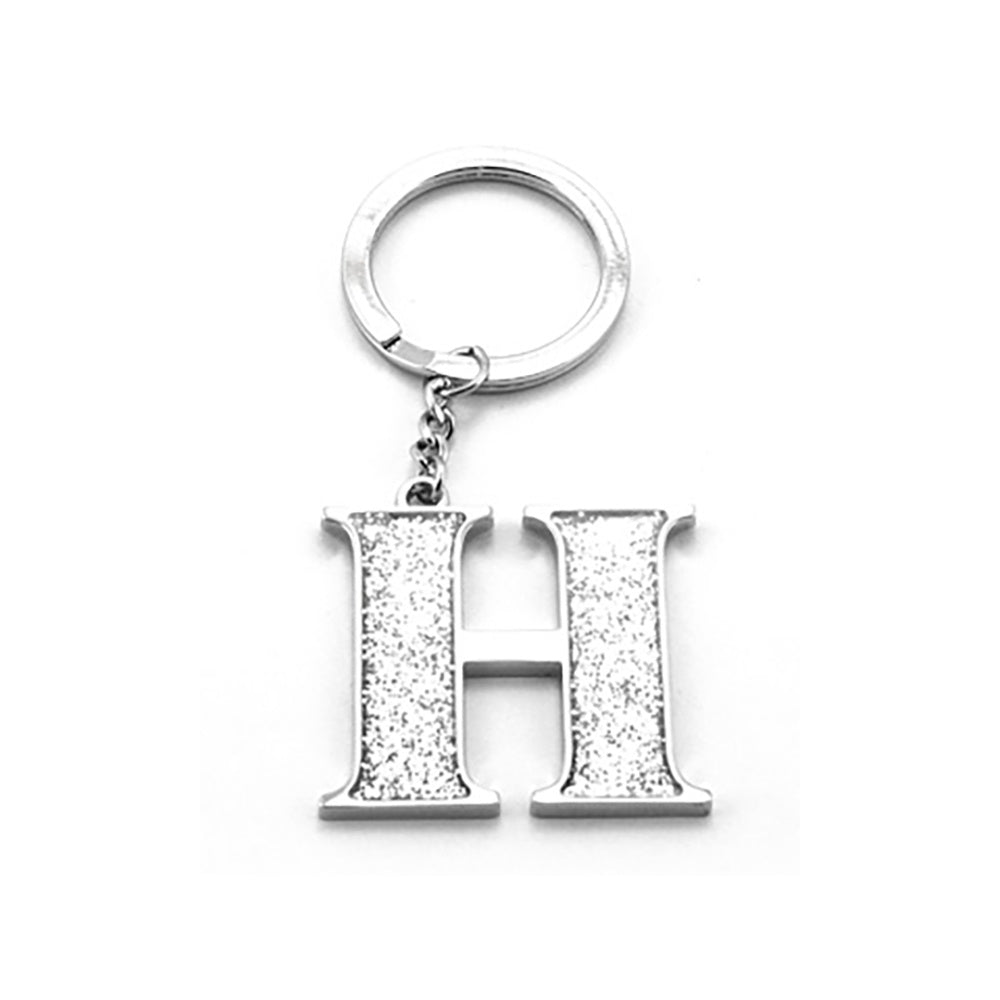 Faux Silver Glitter Keyring "H"