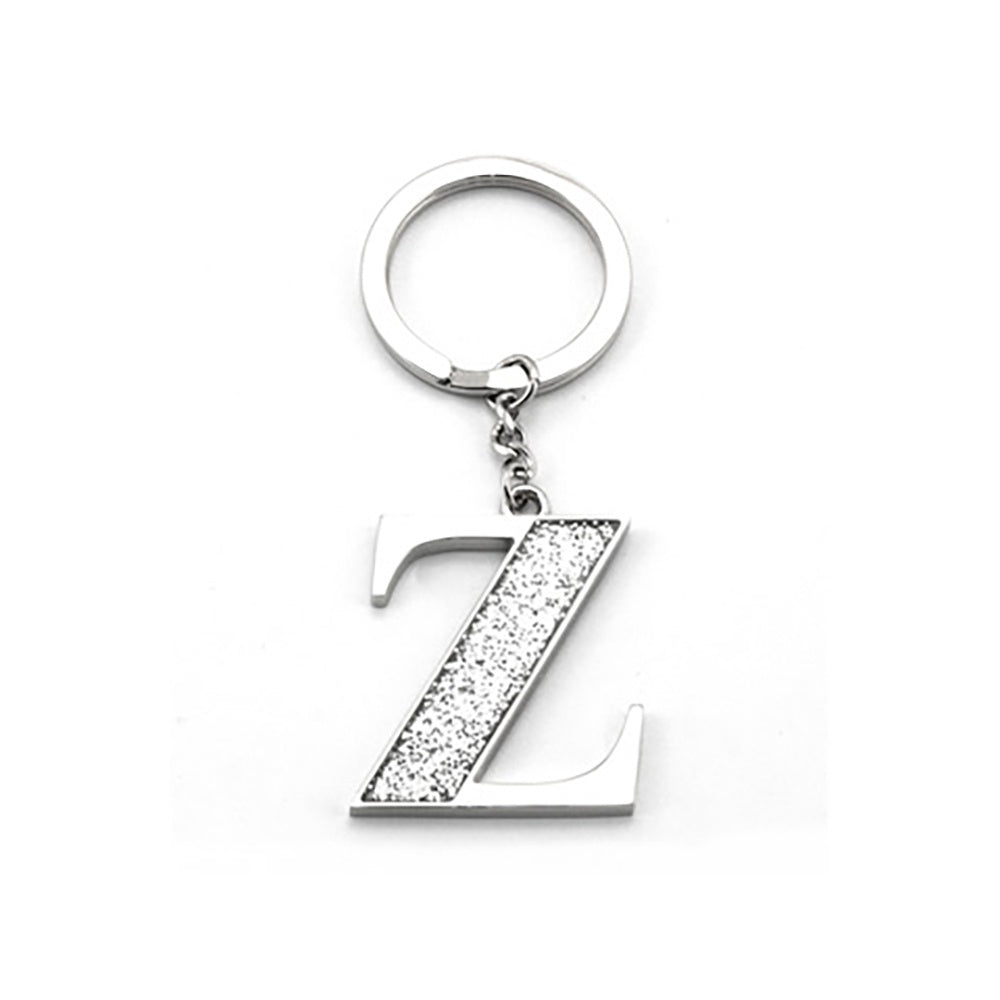 Faux Silver Glitter Keyring "Z"