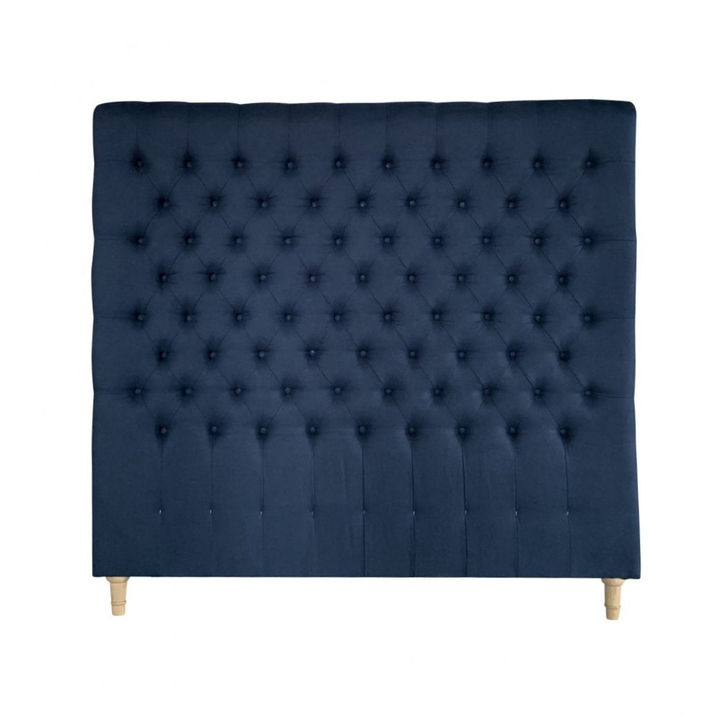 Chesterfield Headboard Blue Navy Linen Queen