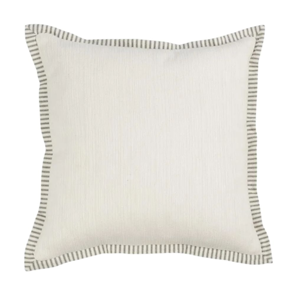 Azalea Cushion White/Grey Ticking Fringe