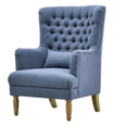 Navy Tufted Winged Armchair