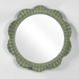 Belle Rattan Scallop Mirror Green