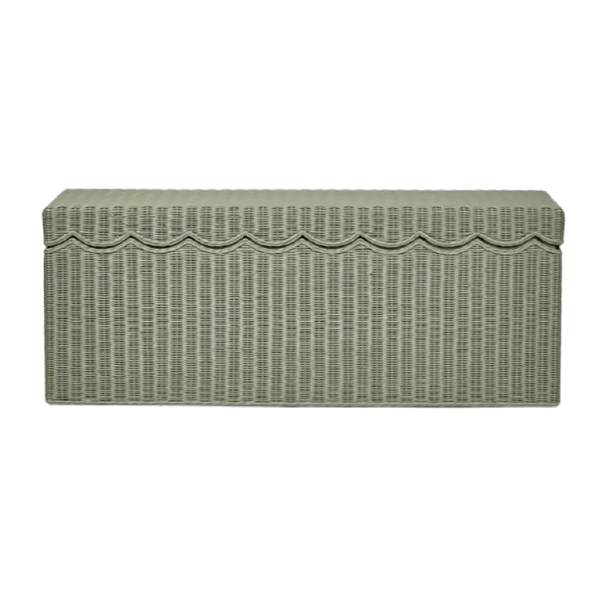 Belle Rattan Storage Bench Green