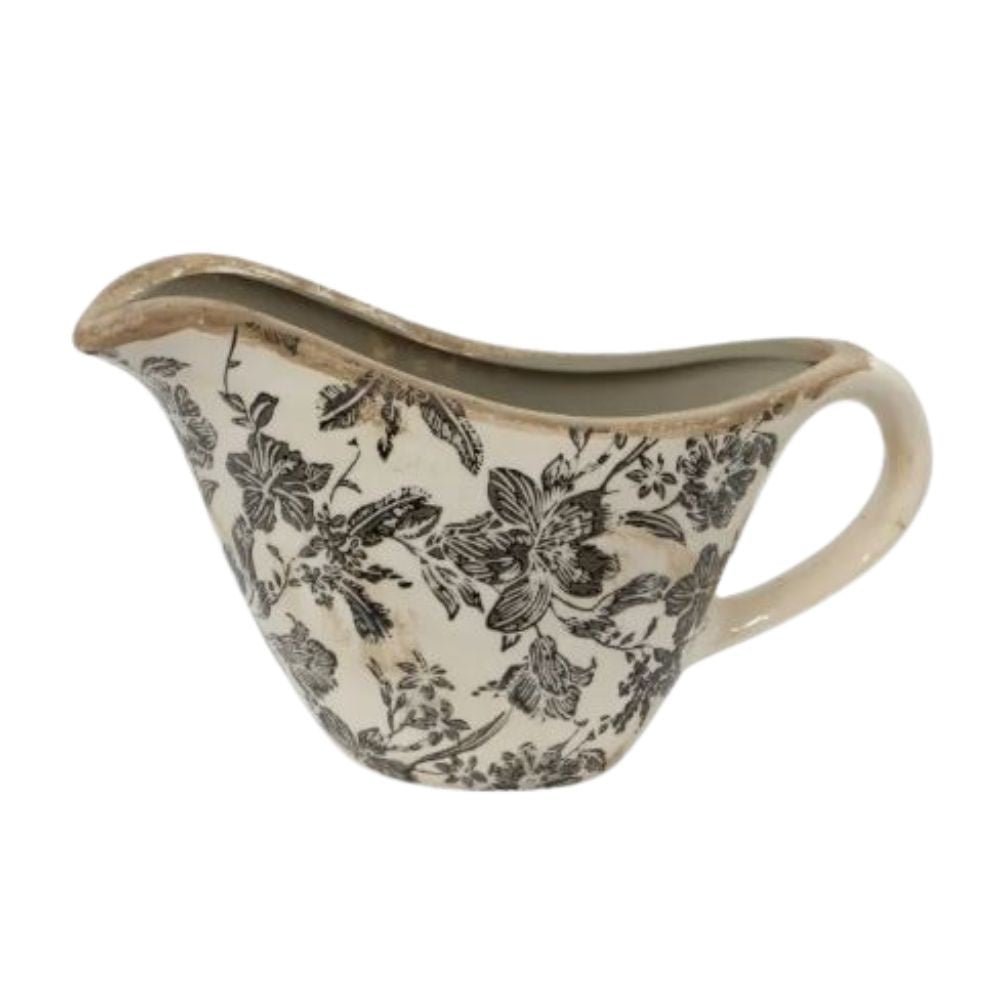 Black Floral Bowl Jug