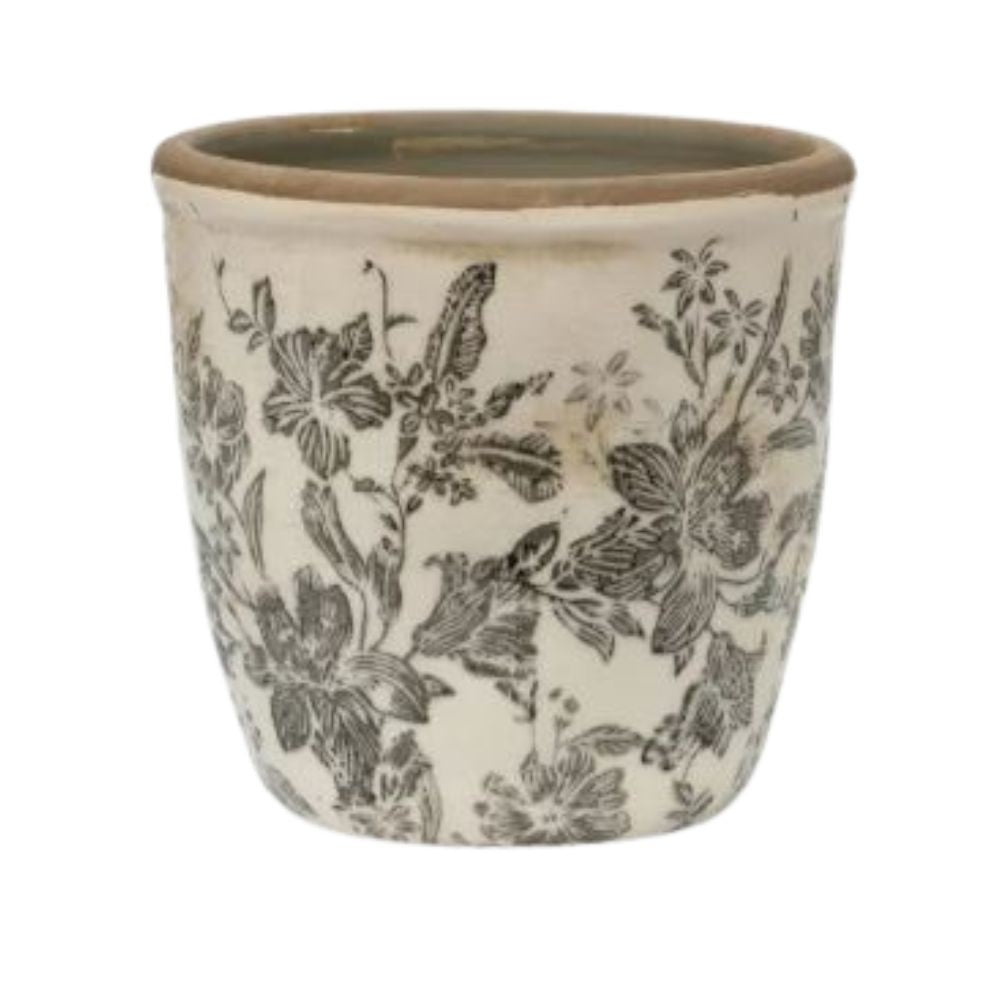 Black Floral Pot Small