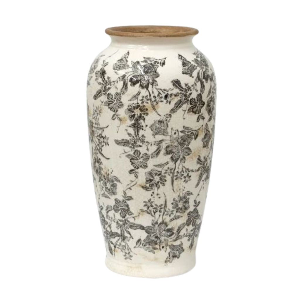 Black Floral Vase Large