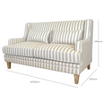Bondi Hamptons 2 Seat Sofa Natural Stripe with White Piping