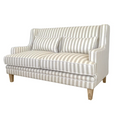 Bondi Hamptons 2 Seat Sofa Natural Stripe with White Piping