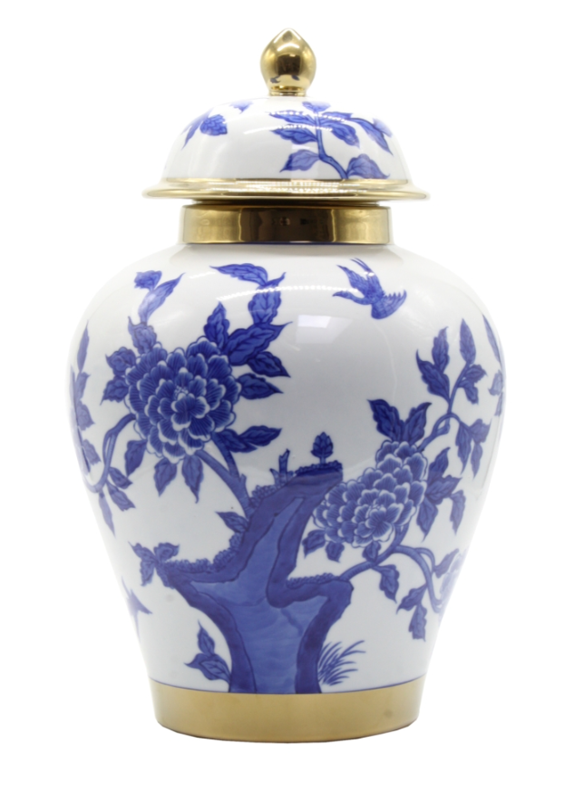 Botanica Temple Jar with Gold Trim 40cm