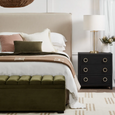 Brighton Slip Cover Queen Bedhead w Valance Natural Linen