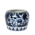 Cherry Blossom Planter Small – ceramic planter with white cherry blossoms on navy-blue background, 27 cm diameter.