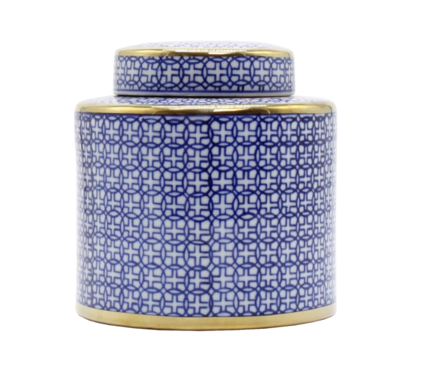 Coin Pattern Blue/Gold Jar