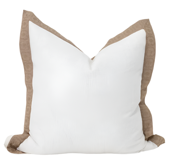 Crest Embroidery Flange White Euro Cushion 65cm