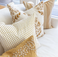 Devon Inner Paisley Print Mustard Lounge Cushion 55cm
