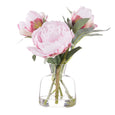 Peony Stem in Clear Glass Vase Pink