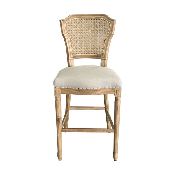Lilian Weathered Oak Barstool Oatmeal Linen Seat