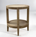 French Contemporary Round Side Table Weathered Oak
