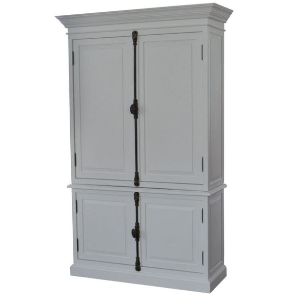 French Panel Double Door Sideboard & Closed Hutch