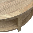 French Contemporary Round Coffee Table Weathered Oak