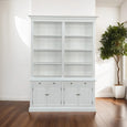 French Library Two-Bay White Bookcase