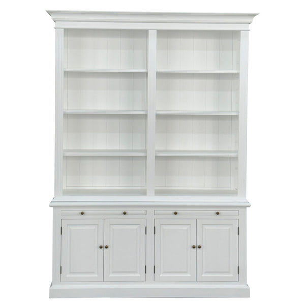 French Library Two-Bay White Bookcase