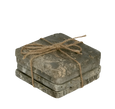 Graze Travertine Coaster Set/4 Square Dark Brown