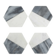 Graze Marble Coaster Hexagon White and Grey S/4