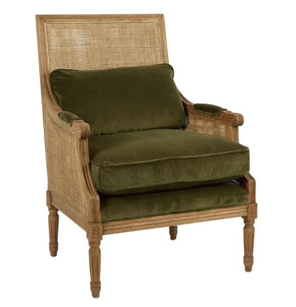 Hicks Caned Armchair Olive Green