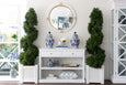 Round Marina Rattan Mirror with white rattan wrap and natural twine detail, hand-crafted coastal wall mirror, 80cm diameter. styled above console