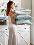 Basic Sky Blue Cushion with White Piping 50cm