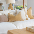Kauri Embroidery Mustard Lumbar Cushion