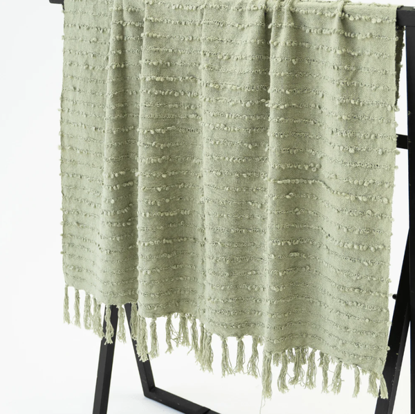 Knit Check Knot Green Throw