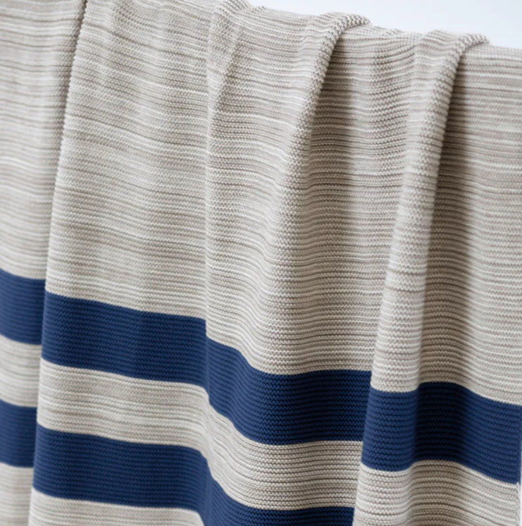 Knit Tudy Natural Navy Throw