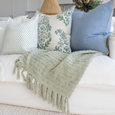 Knit Check Knot Green Throw
