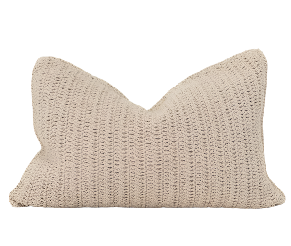 Crochet Beige Lumbar Cushion