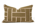 Embroidery Lattice Olive Medium Lumbar Cushion 40 x 60cm