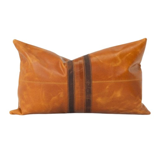 Leather Black Stripe Tan Lumber Cushion