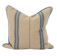 Linen Piped Striped Blue Lounge Cushion 55cm