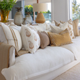 Linen Piped Embroidery Mustard Lounge Cushion 55cm
