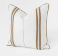 Linen Piped Embroidery Mustard Lounge Cushion 55cm