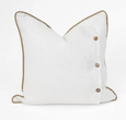 Linen Piped Embroidery Mustard Lounge Cushion 55cm