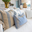 Linen Piped Striped Blue Lounge Cushion 55cm